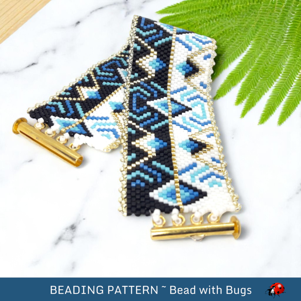 OPPOSITES ATTRACT: A Peyote Stitch Beaded Bracelet Pattern by Bead with Bugs