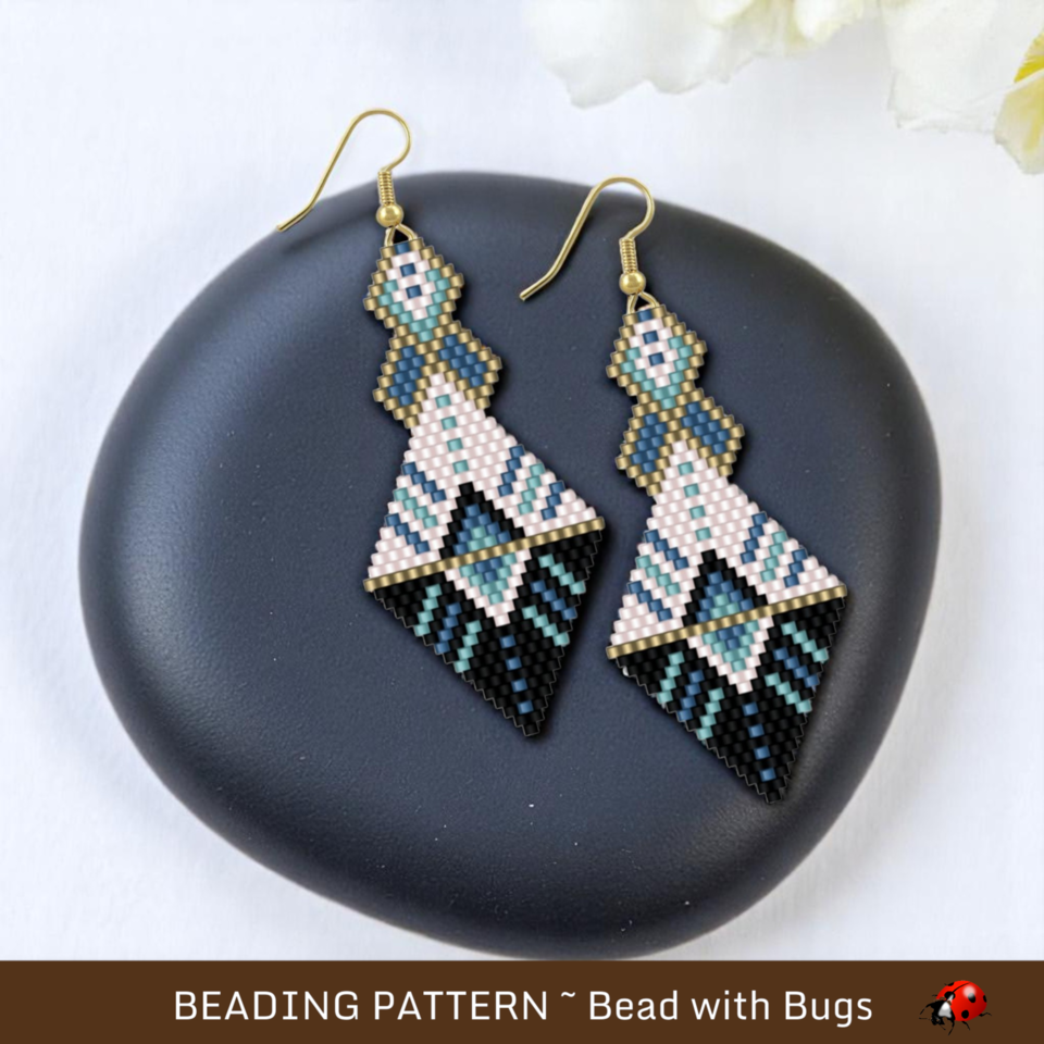 OPPOSITES ATTRACT:  Brick Stitch Beaded Earrings Pattern by Bead with Bugs
