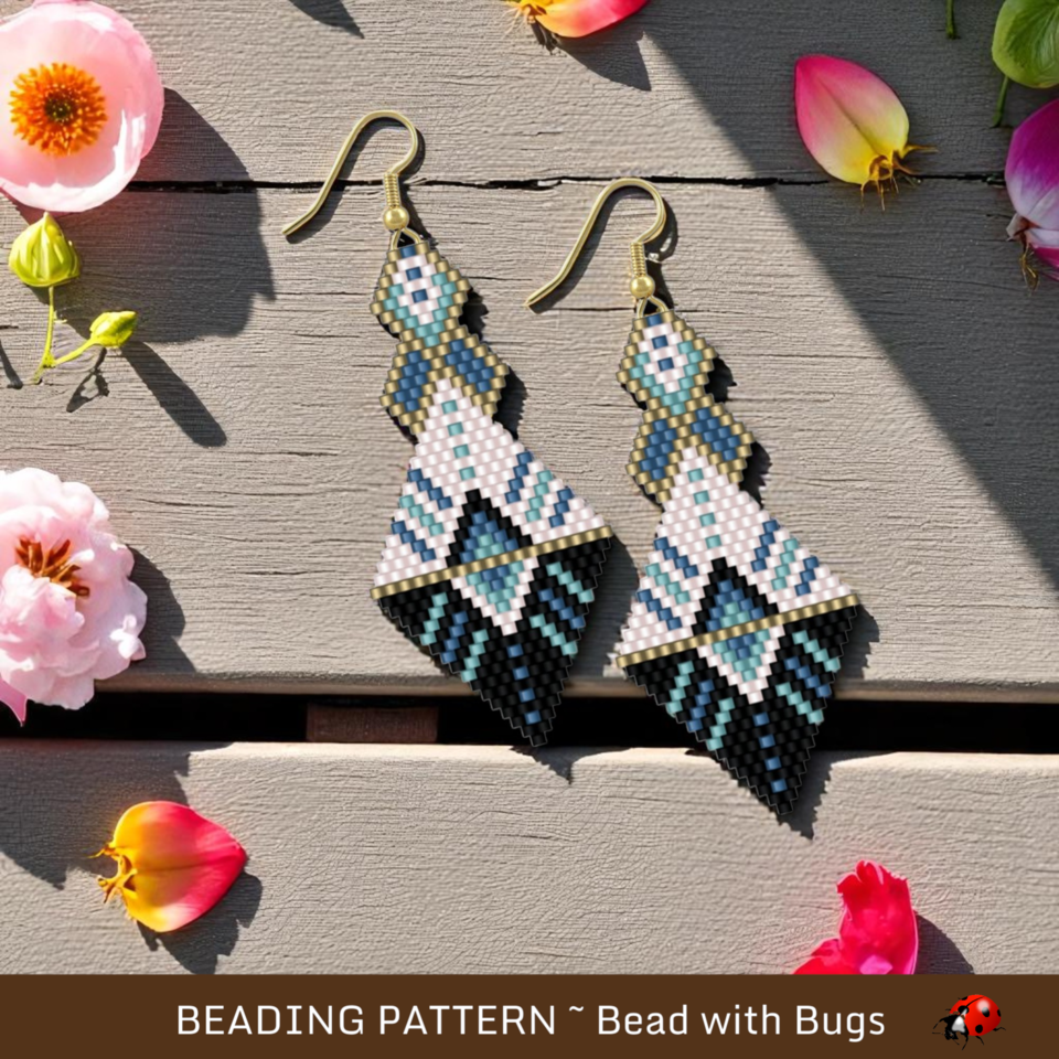 OPPOSITES ATTRACT:  Brick Stitch Beaded Earrings Pattern by Bead with Bugs