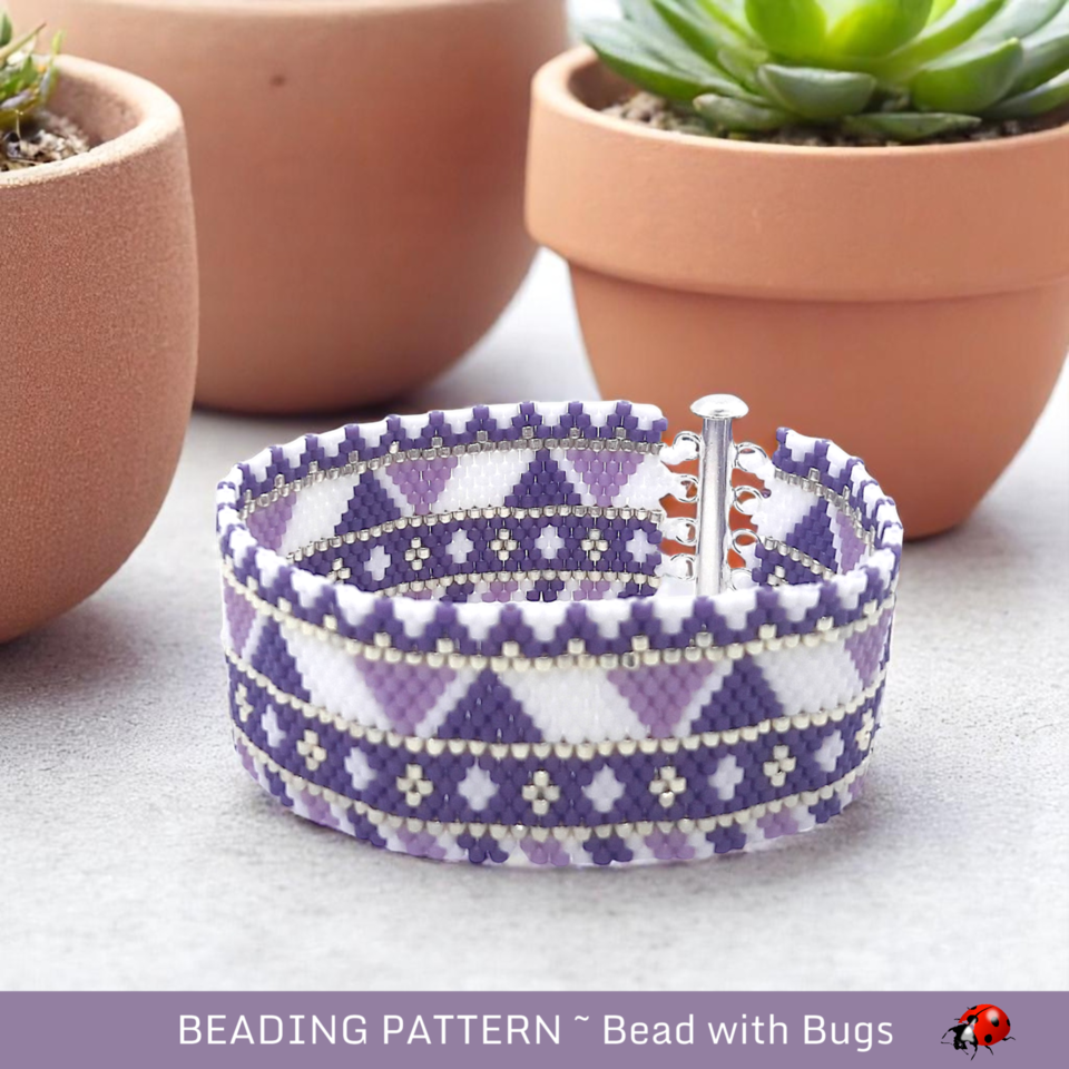 PEACEFUL PURPLE: A Peyote Stitch Beaded Bracelet Pattern by Bead with Bugs