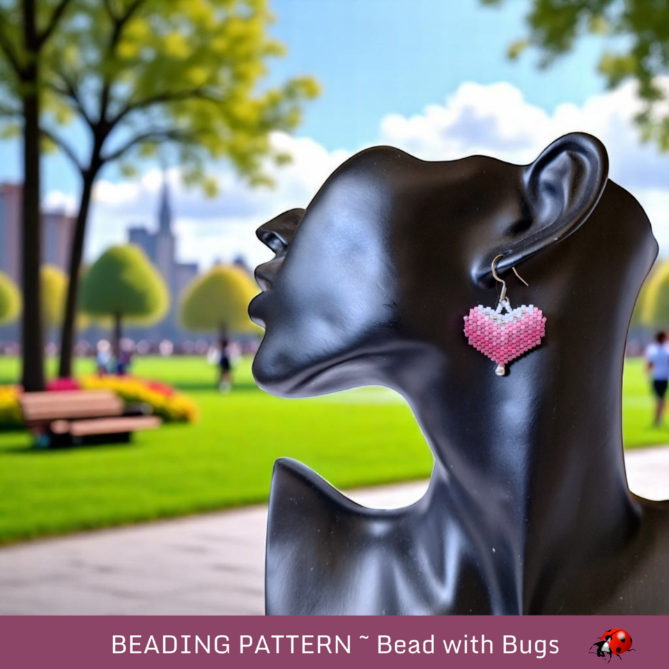 PINK OR AQUA:  Brick Stitch Beaded Earrings Pattern by Bead with Bugs