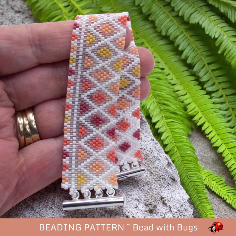 PINK LEMONADE:  A Peyote Stitch Beaded Bracelet Pattern by Bead with Bugs