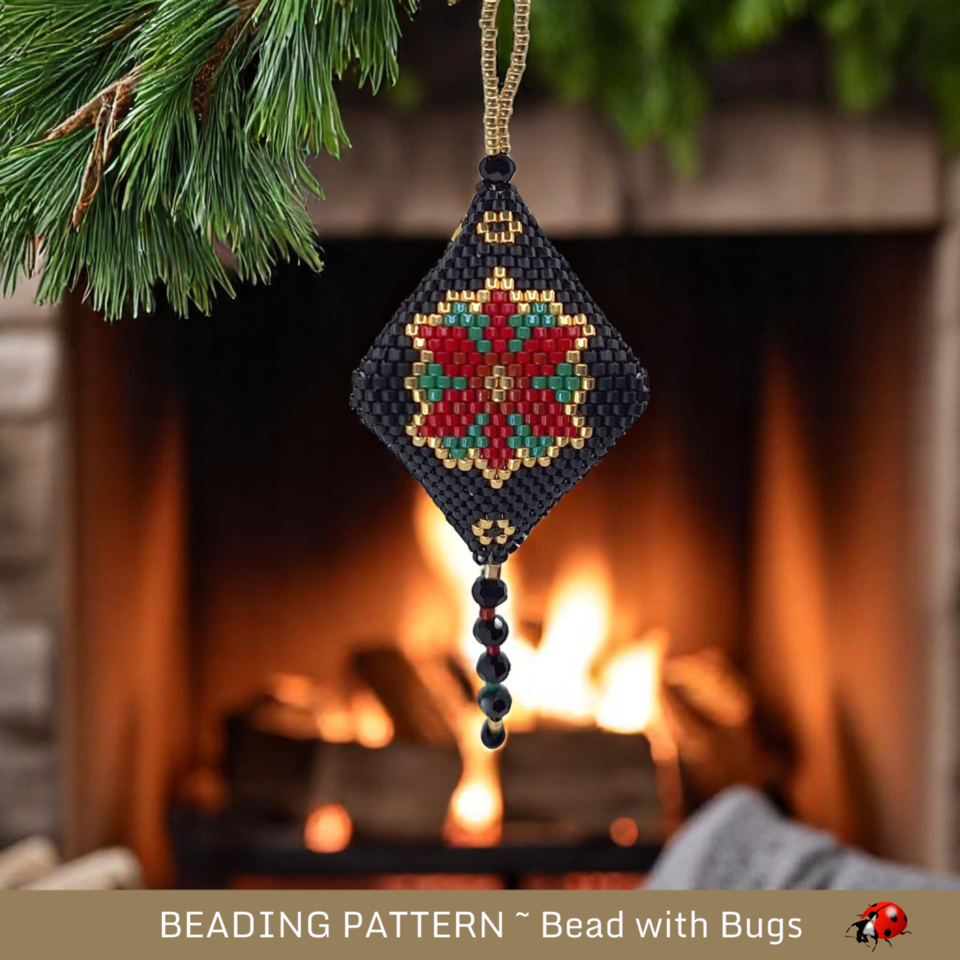 POINSETTIA: 3D Peyote Stitch Beaded Pod Pattern by Bead with Bugs