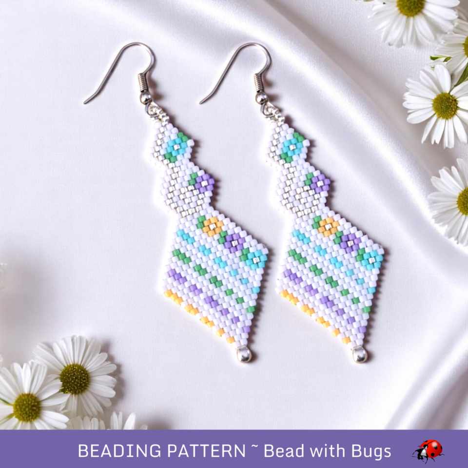 PRETTY PASTELS:  Brick Stitch Beaded Earrings Pattern by Bead with Bugs