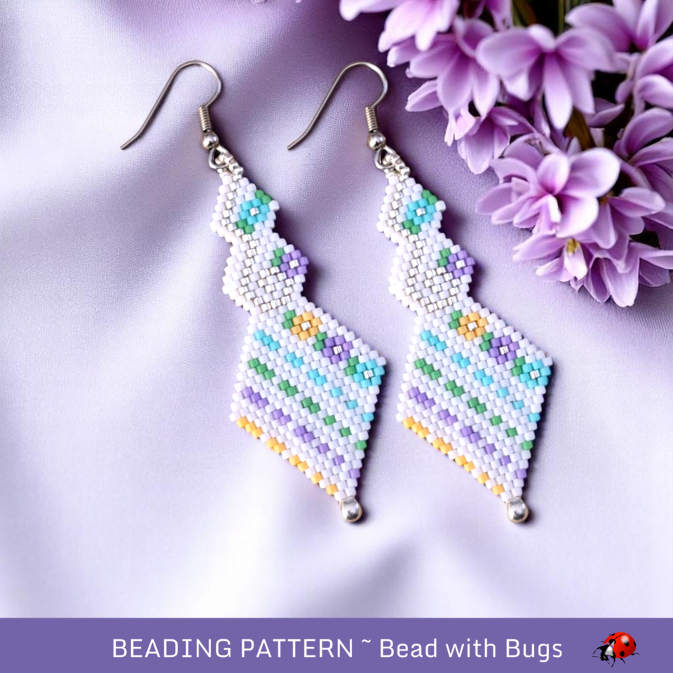 PRETTY PASTELS:  Brick Stitch Beaded Earrings Pattern by Bead with Bugs