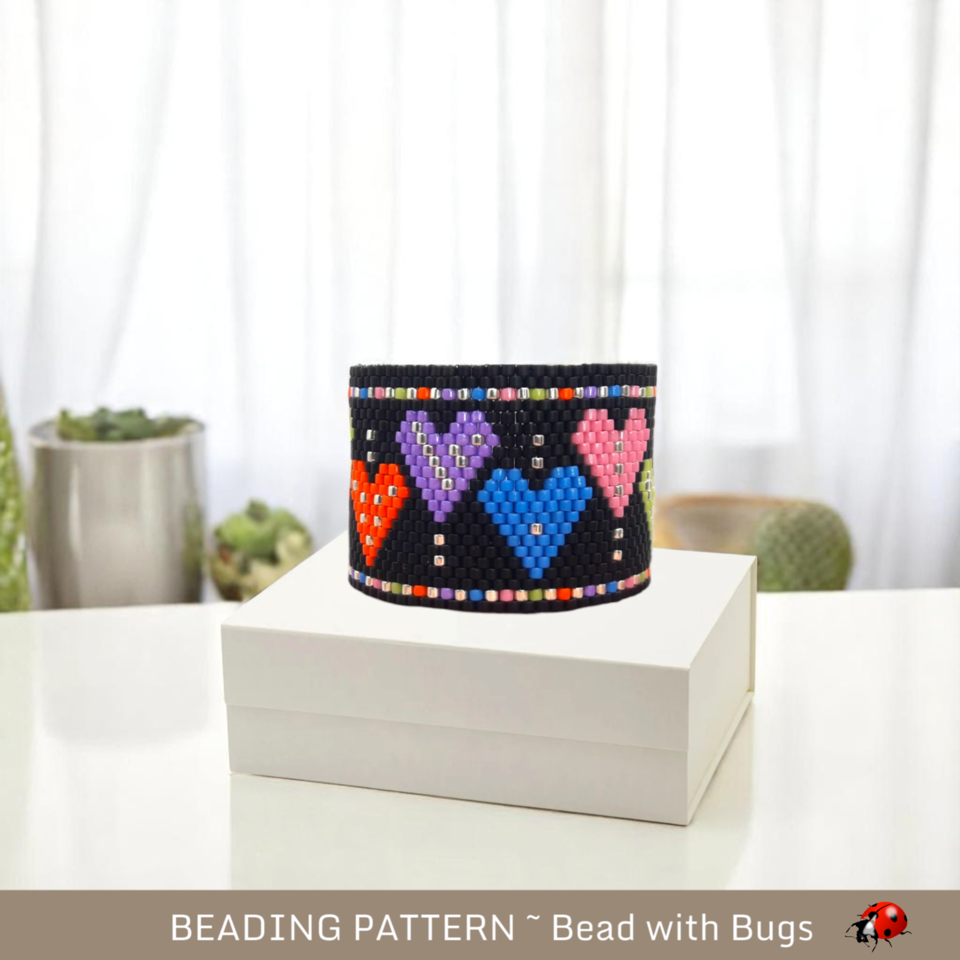 QUILTED HEARTS: Peyote Stitch Beaded Tea Light Cover Pattern by Bead with Bugs