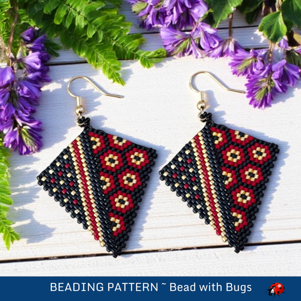 RED AND BLACK: Peyote Stitch Beading Pattern by Bead with Bugs