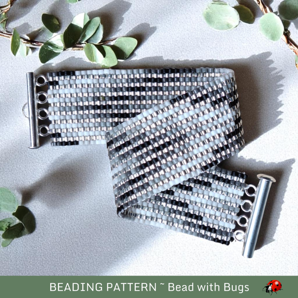 SHIFTING SHADOWS: A Peyote Stitch Beaded Bracelet Pattern by Bead with Bugs