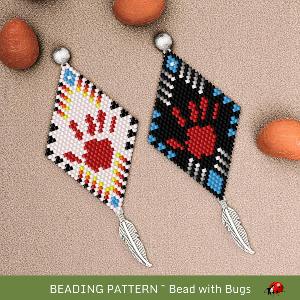 SILENCED:  Brick Stitch Beaded Earrings Pattern by Bead with Bugs