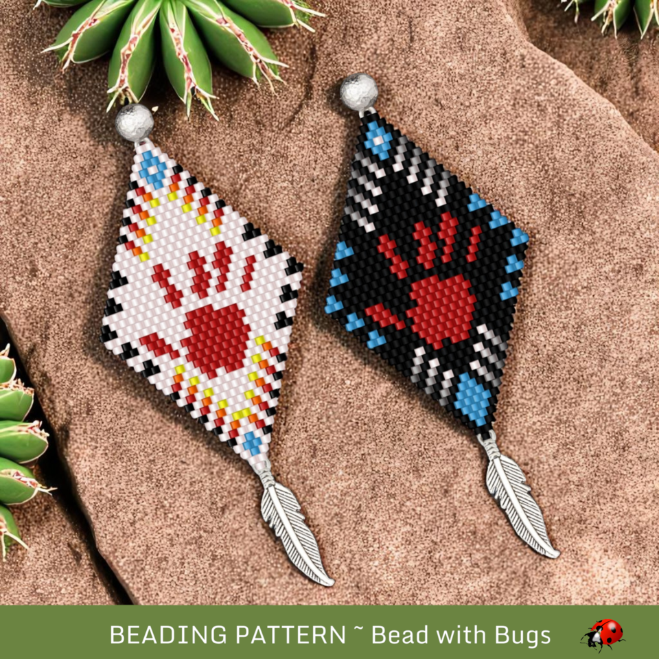 SILENCED:  Brick Stitch Beaded Earrings Pattern by Bead with Bugs