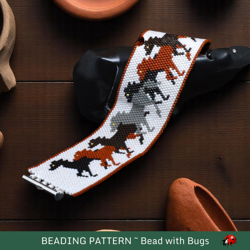 STAMPEDE: A Peyote Stitch Beaded Bracelet Pattern by Bead with Bugs