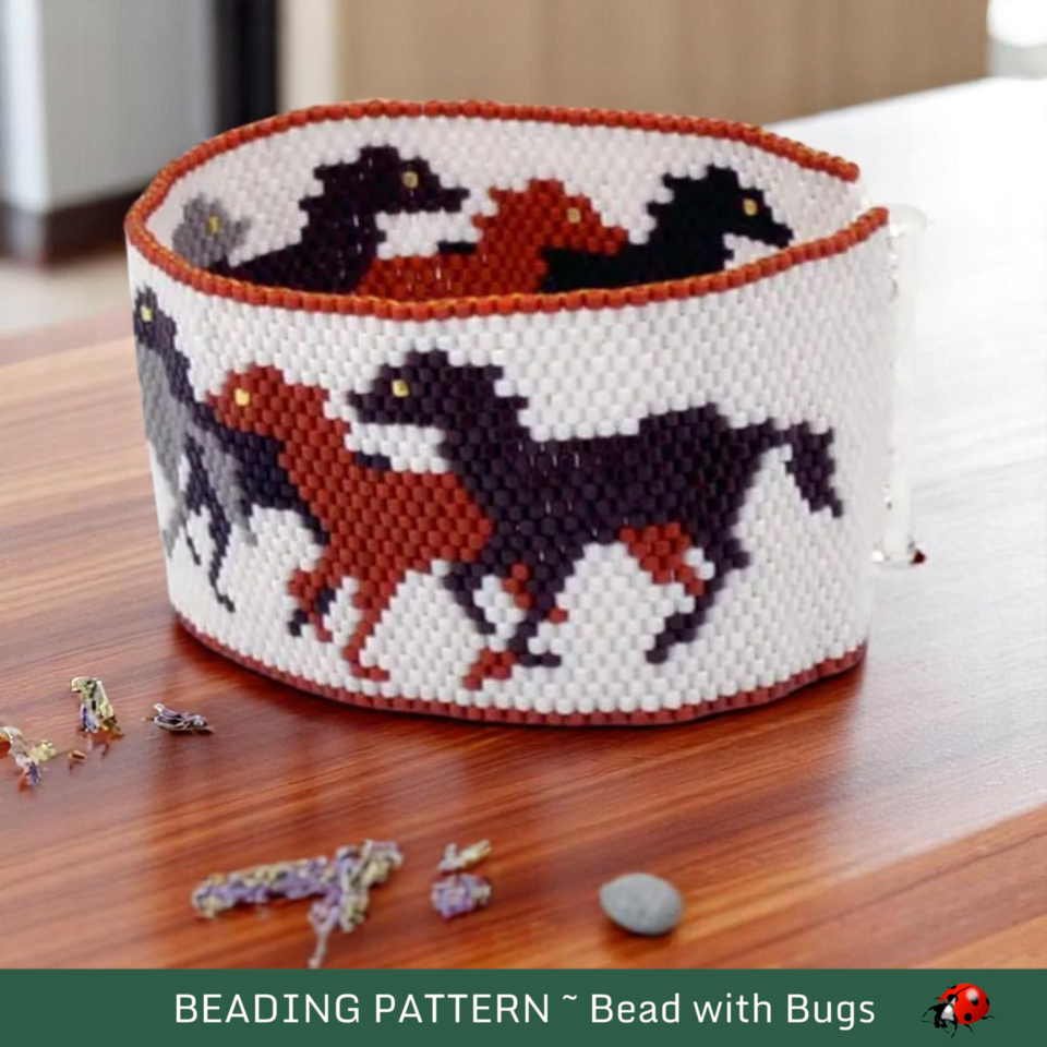 STAMPEDE: A Peyote Stitch Beaded Bracelet Pattern by Bead with Bugs