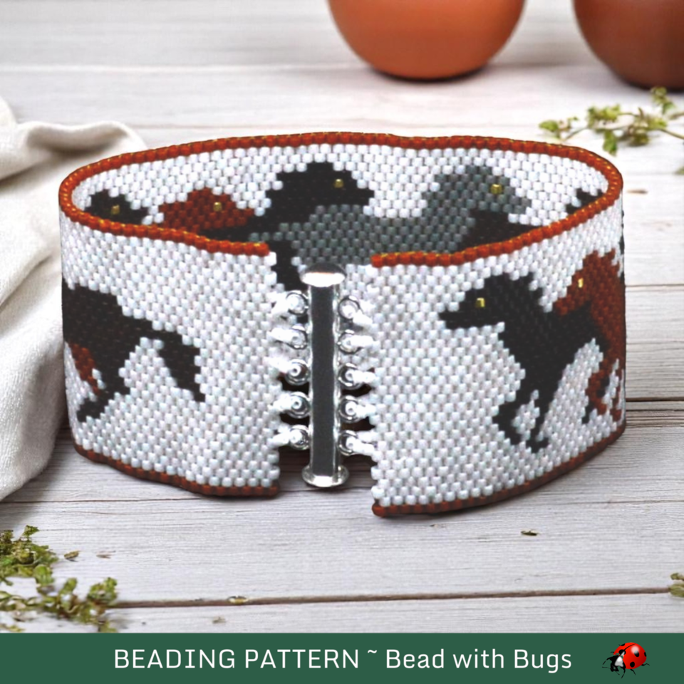STAMPEDE: A Peyote Stitch Beaded Bracelet Pattern by Bead with Bugs