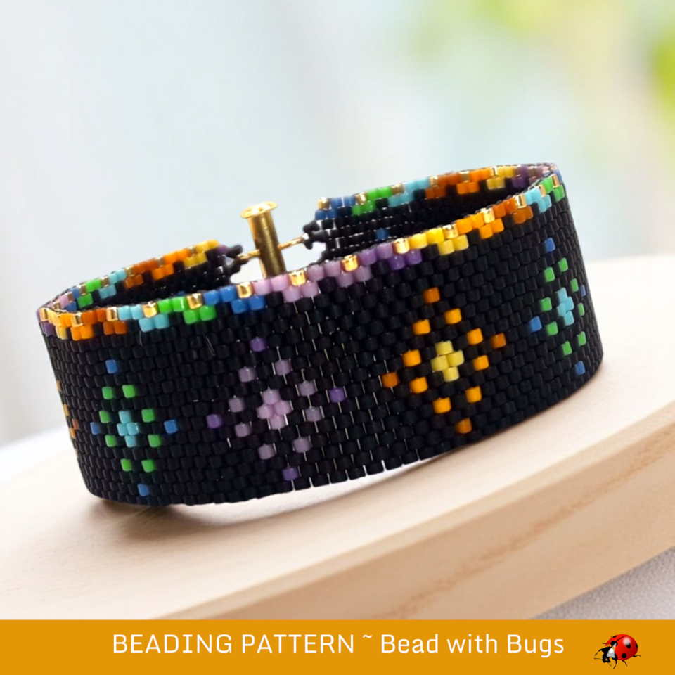 STARRY NIGHT: A Peyote Stitch Beaded Bracelet Pattern by Bead with Bugs