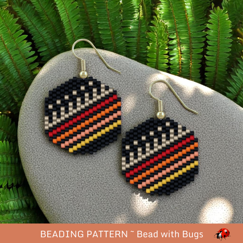 SUNSET:  Brick Stitch Beaded Earrings Pattern by Bead with Bugs