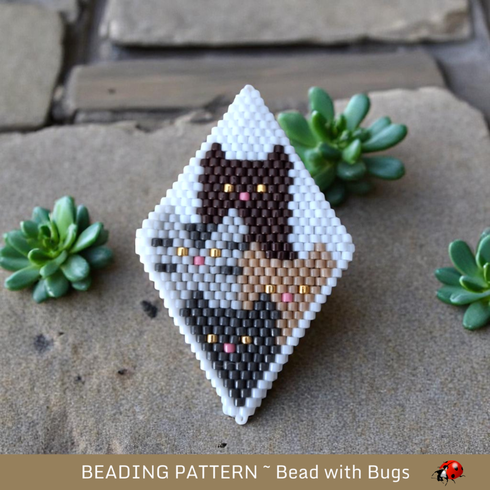THE CATS: 3D Peyote Stitch Beaded Pod Pattern by Bead with Bugs
