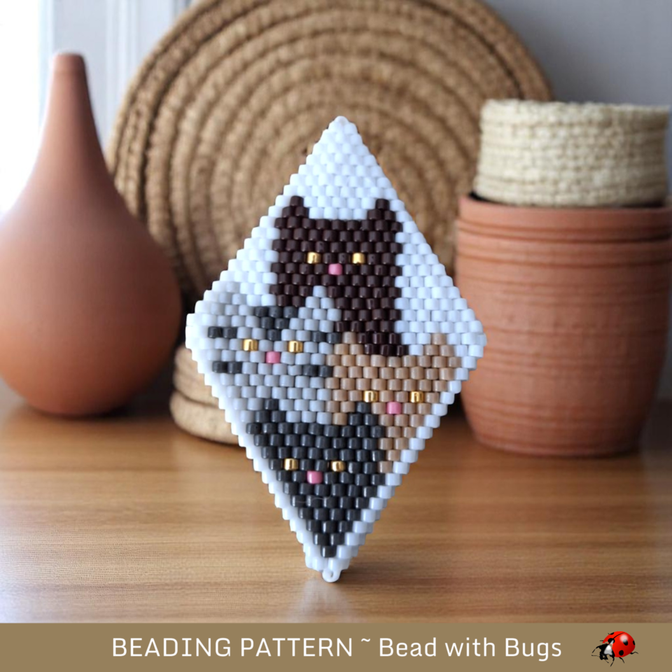 THE CATS: 3D Peyote Stitch Beaded Pod Pattern by Bead with Bugs