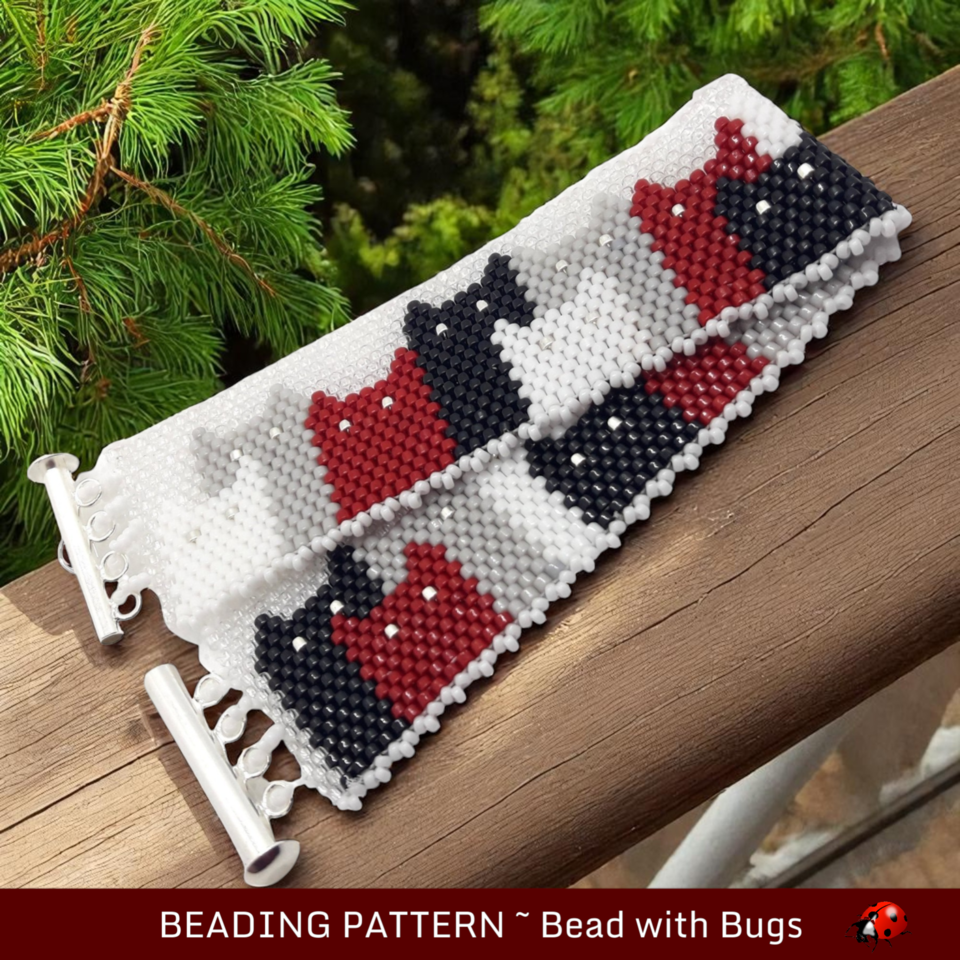 THE CATS:  A Peyote Stitch Beaded Bracelet Pattern by Bead with Bugs