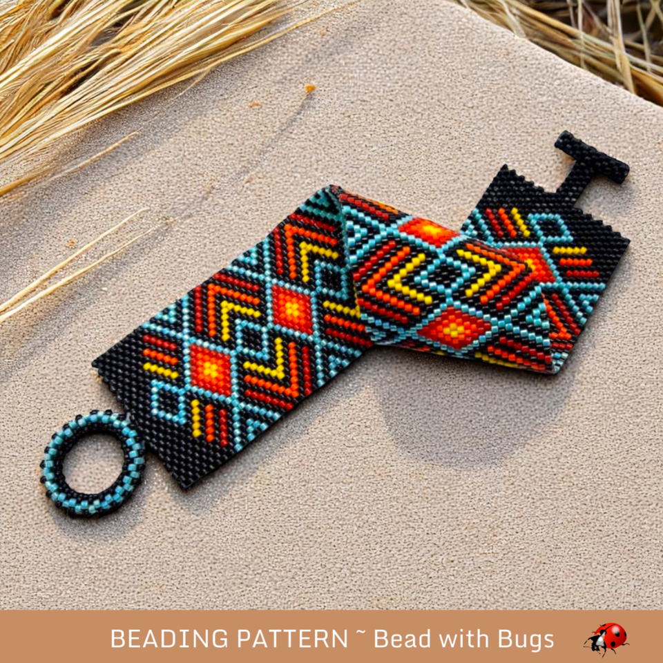 THE PLAINS: A Peyote Stitch Beaded Bracelet Pattern by Bead with Bugs