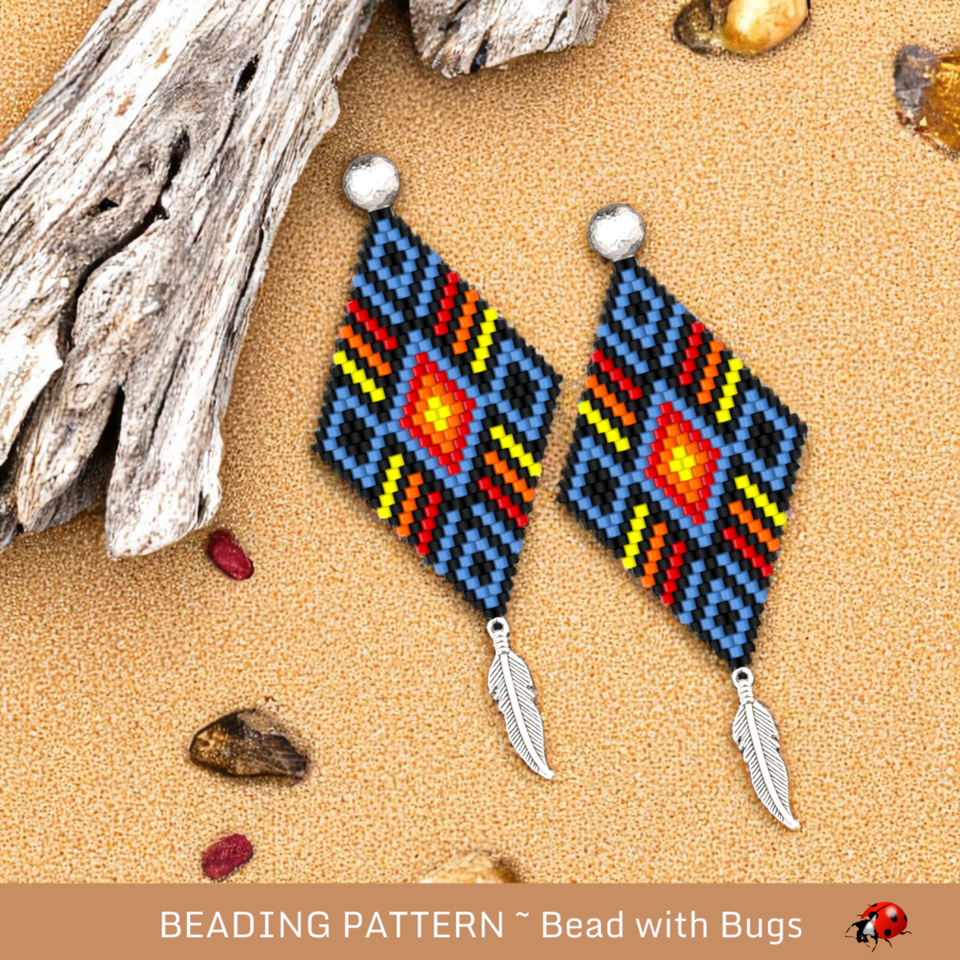 THE PLAINS:  Brick Stitch Beaded Earrings Pattern by Bead with Bugs