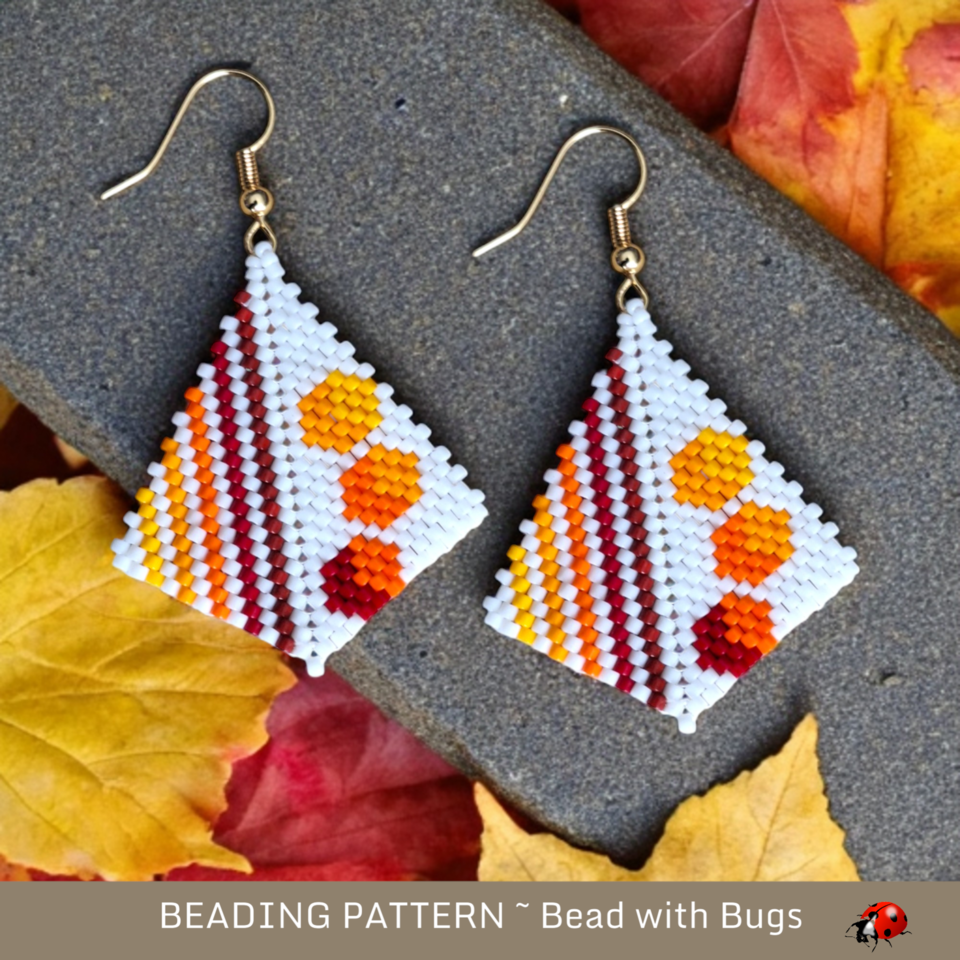 THROUGH THE FIRE: Peyote Stitch Beaded Earring Pattern by Bead with Bugs
