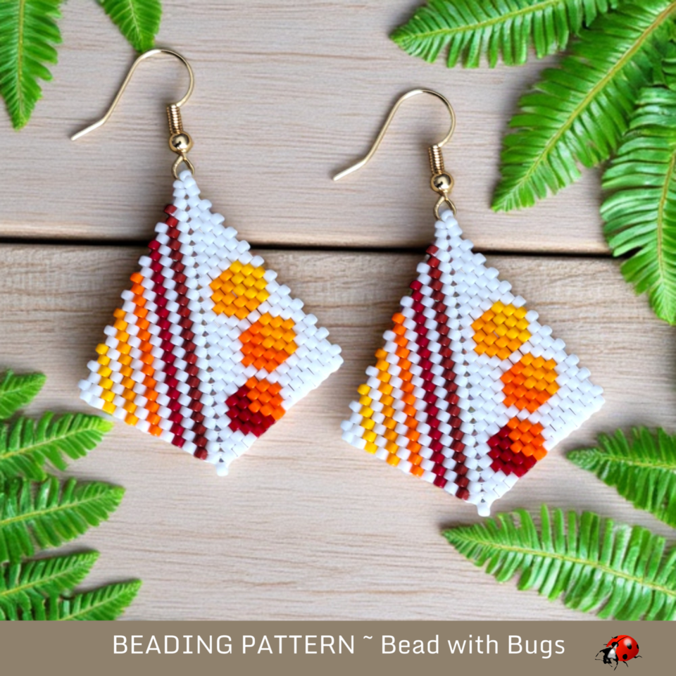 THROUGH THE FIRE: Peyote Stitch Beaded Earring Pattern by Bead with Bugs