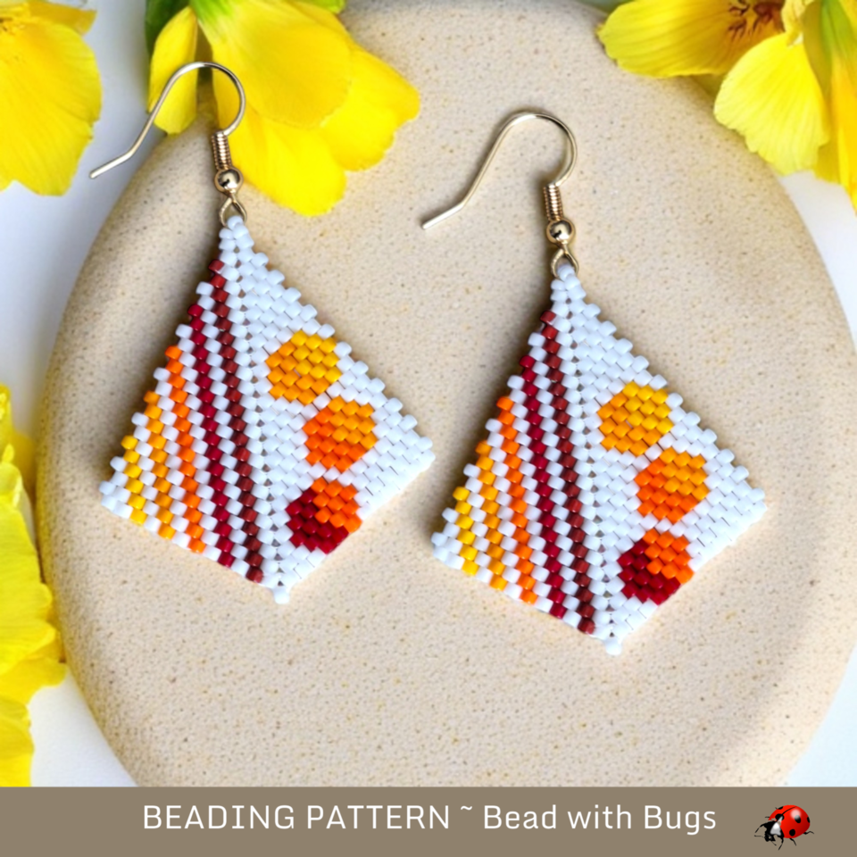 THROUGH THE FIRE: Peyote Stitch Beaded Earring Pattern by Bead with Bugs