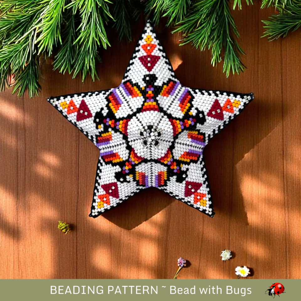 THUNDERBIRD: 3D Beaded Peyote Star Pattern by Bead with Bugs