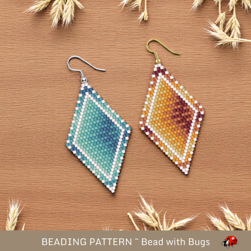 TRANQUIL SHORE & Hot Desert Sand:  Brick Stitch Beaded Earrings Pattern by Bead with Bugs