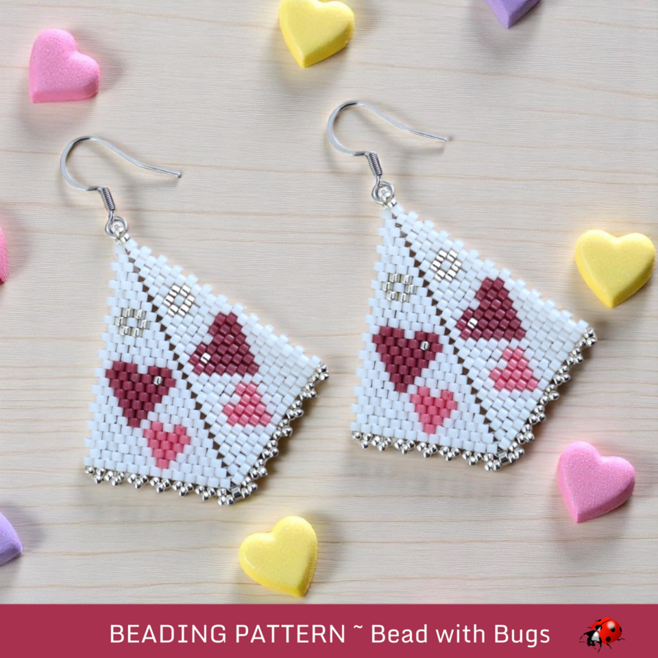 VALENTINES DAY: Peyote Stitch Beading Pattern by Bead with Bugs