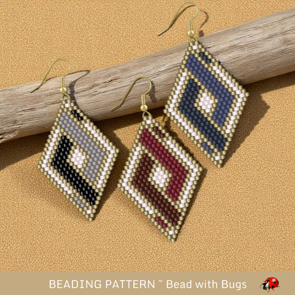 WOVEN SERIES:  Brick Stitch Beaded Earrings Pattern by Bead with Bugs