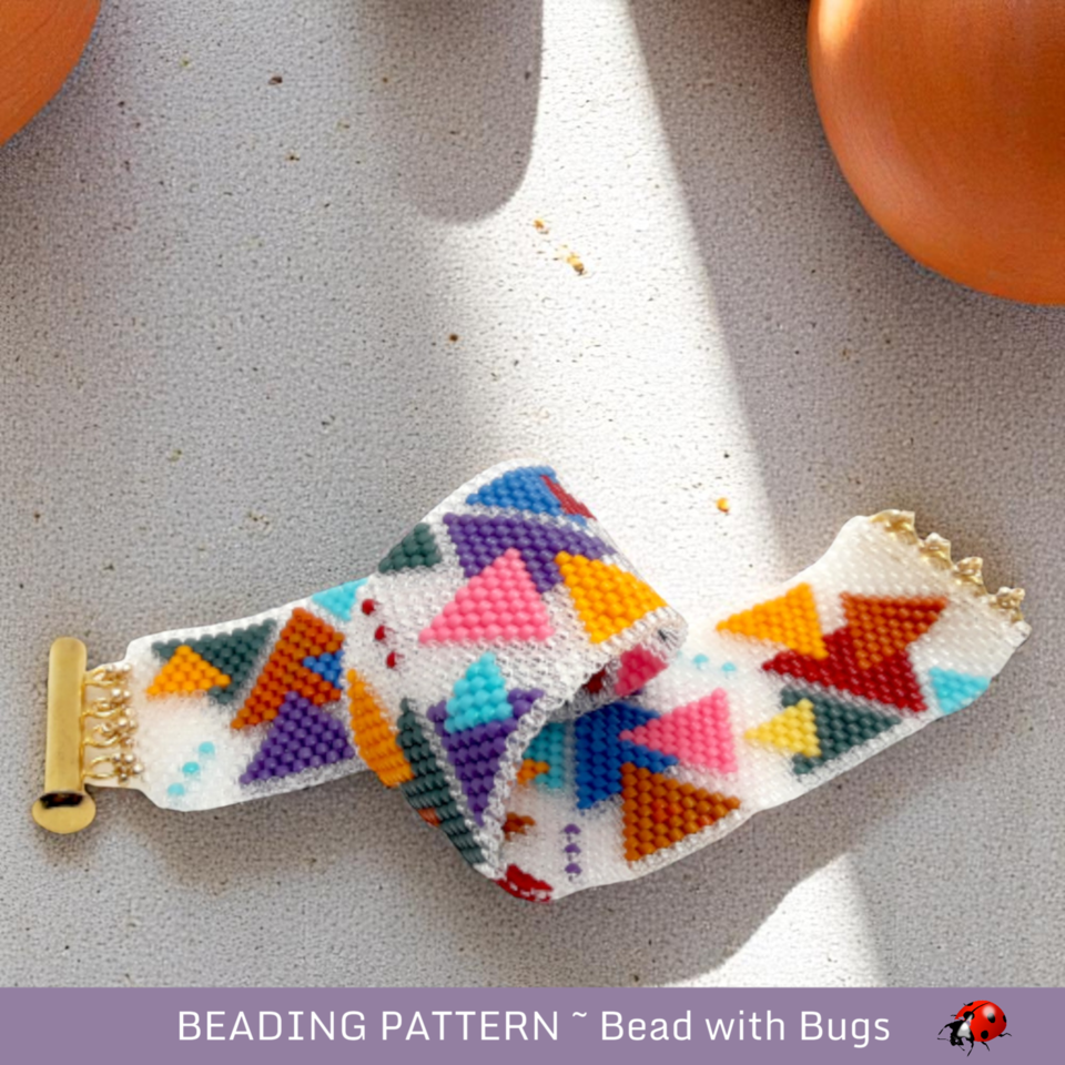 ALL THE ANGLES:  A Peyote Stitch Beaded Bracelet Pattern by Bead with Bugs