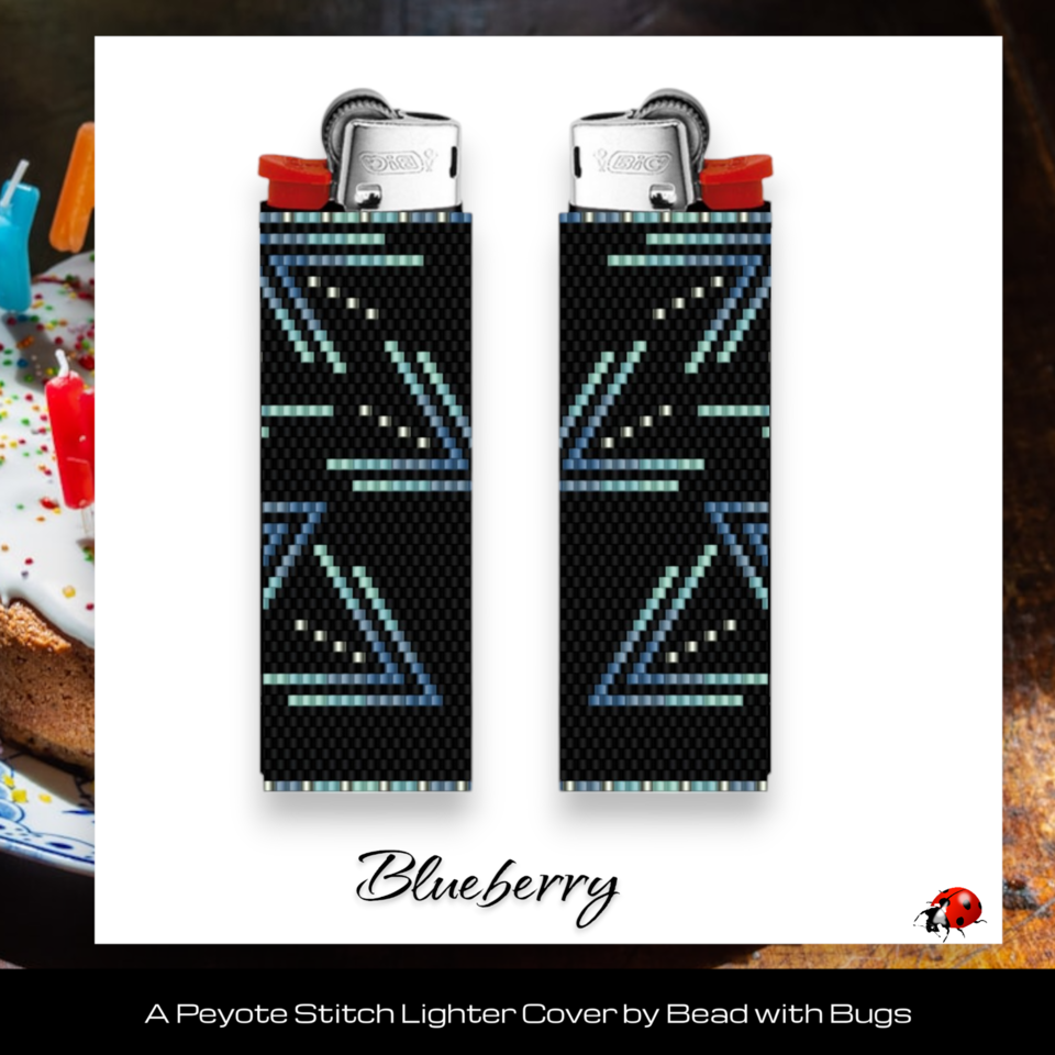 BLUEBERRY:  Peyote Stitch Beaded Lighter Cover by Bead with Bugs