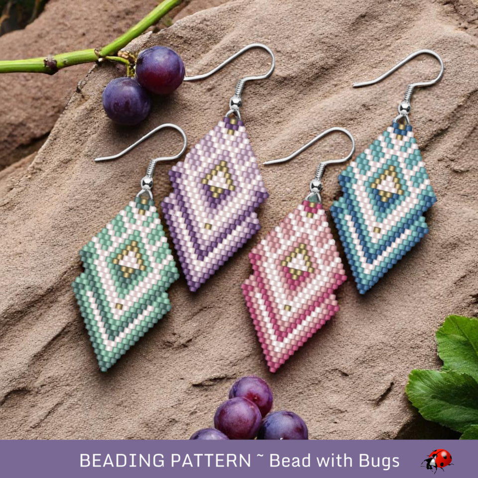 COOL SERIES:  Brick Stitch Beaded Earrings Pattern by Bead with Bugs