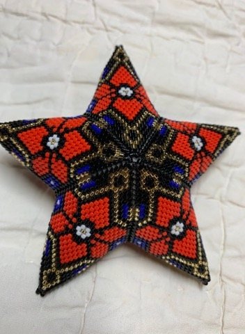 Beaded POINSETTIA Star Pattern PDF | 3D Ornament Decoration