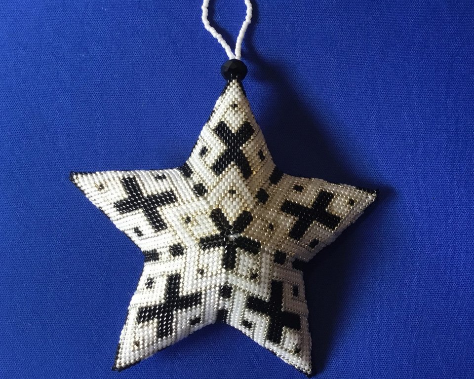 Celtic designed Black STAR IN STAR-A Peyote Stitch Beaded Star Pattern