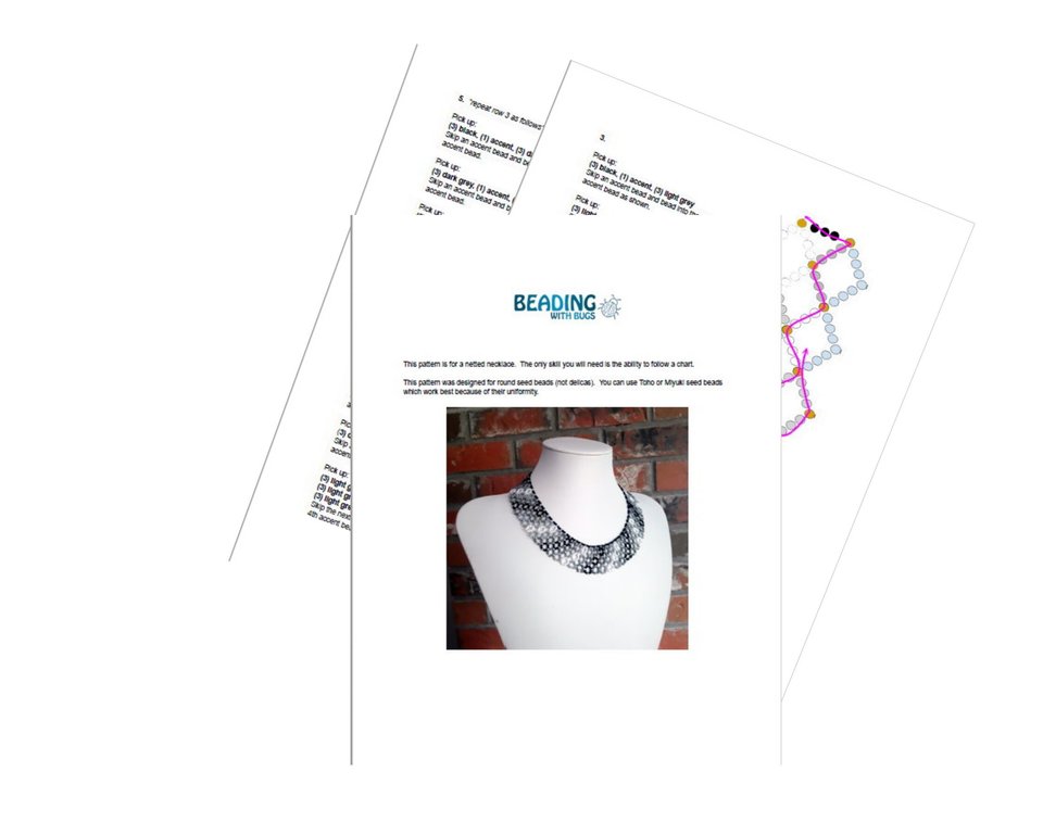 WATER FALL: Net Beaded Collar Necklace Pattern by Bead with Bugs