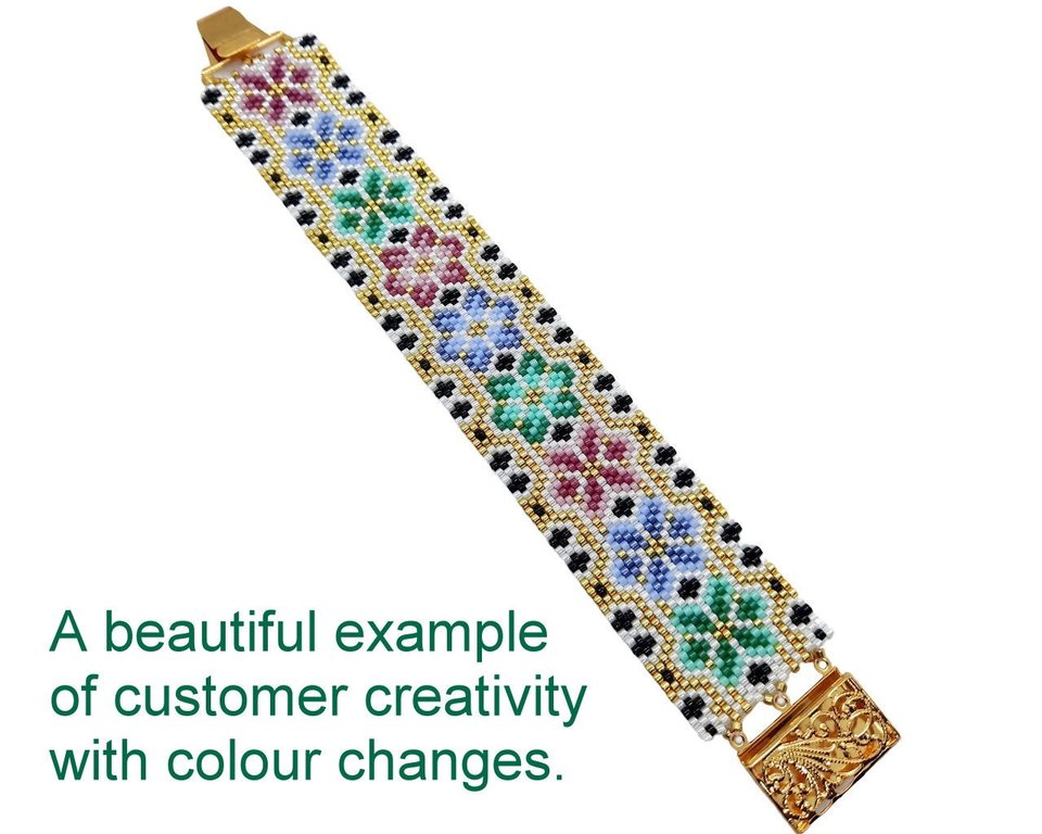 EXOTIC GARDEN: A Peyote Stitch Beaded Bracelet Pattern by Bead with Bugs
