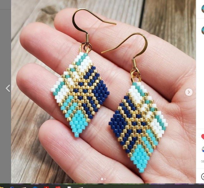 PLAID:  Brick Stitch Beaded Earrings Pattern by Bead with Bugs