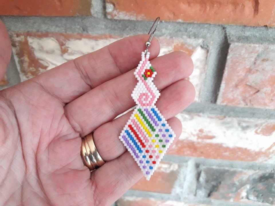 BE HAPPY:  Brick Stitch Beaded Earrings Pattern by Bead with Bugs