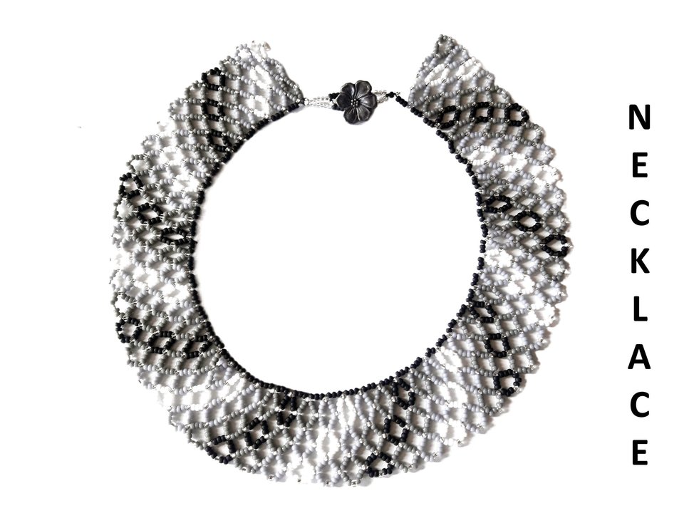 SHADES OF GREY: Net Beaded Collar Necklace Pattern by Bead with Bugs