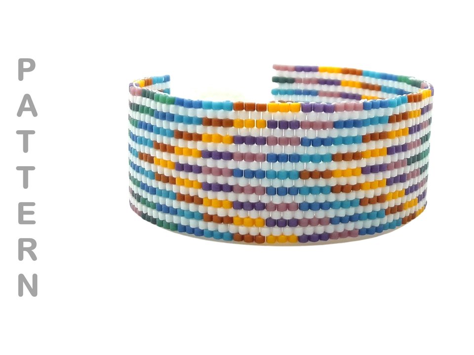 BATIK STRIPES:  A Peyote Stitch Beaded Bracelet Pattern by Bead with Bugs