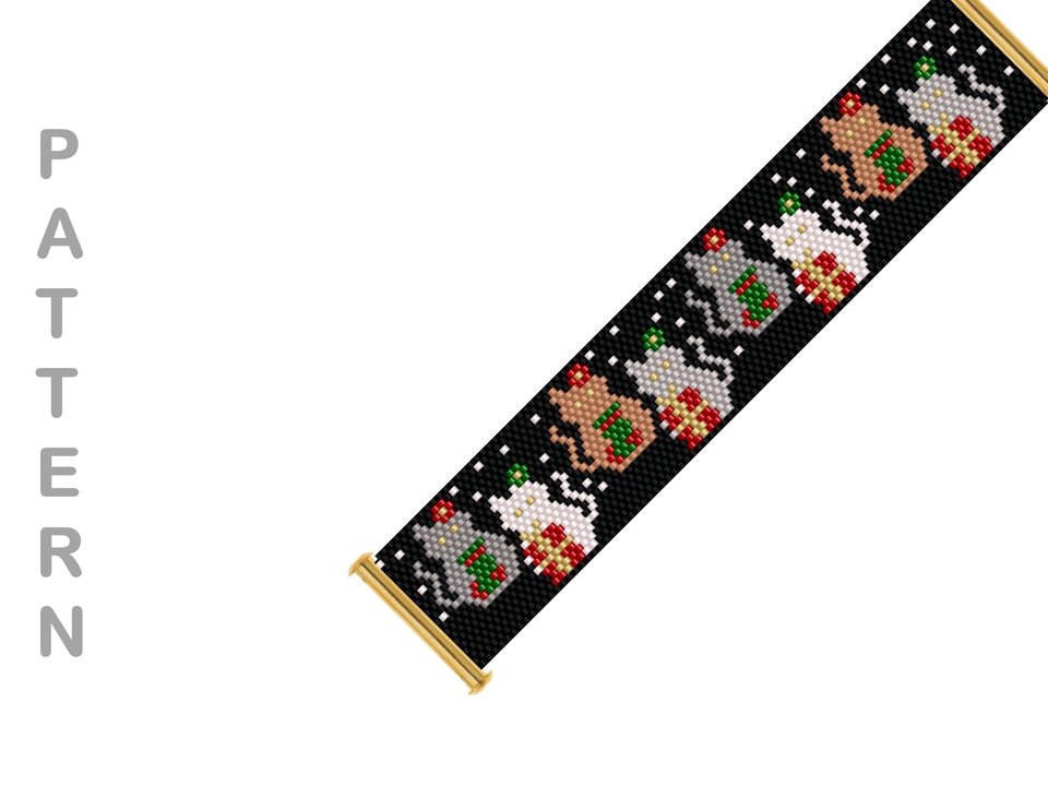 Peyote Stitch Bracelet Pattern Christmas Cats