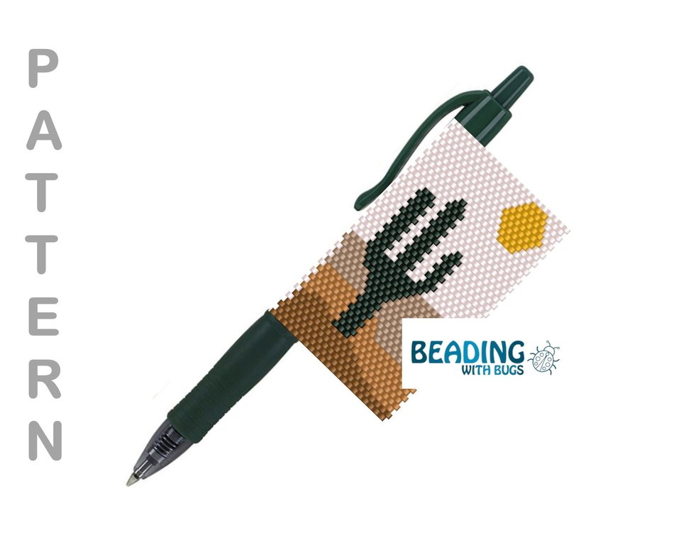 BEADED PEN COVER, Pilot G-2 beaded pen cover pattern, Desert Dry