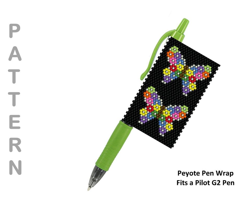 FLOWER BUTTERFLIES: Peyote Stitch Beaded Pen Wrap by Bead with Bugs