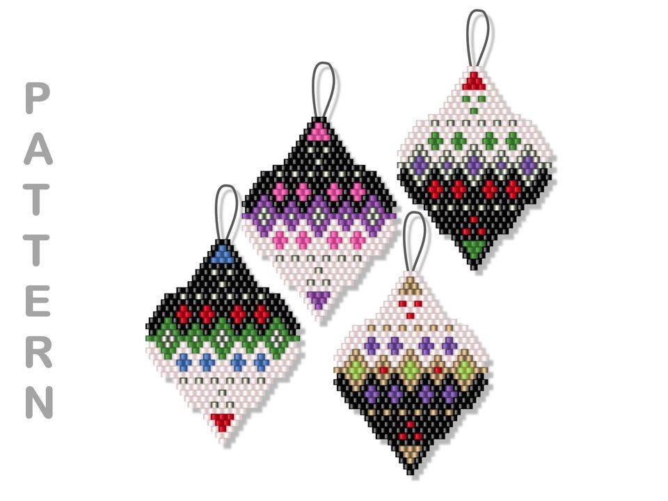 CLASSIC CHRISTMAS:  Beaded Brick Stitch Ornament Pattern by Bead with Bugs