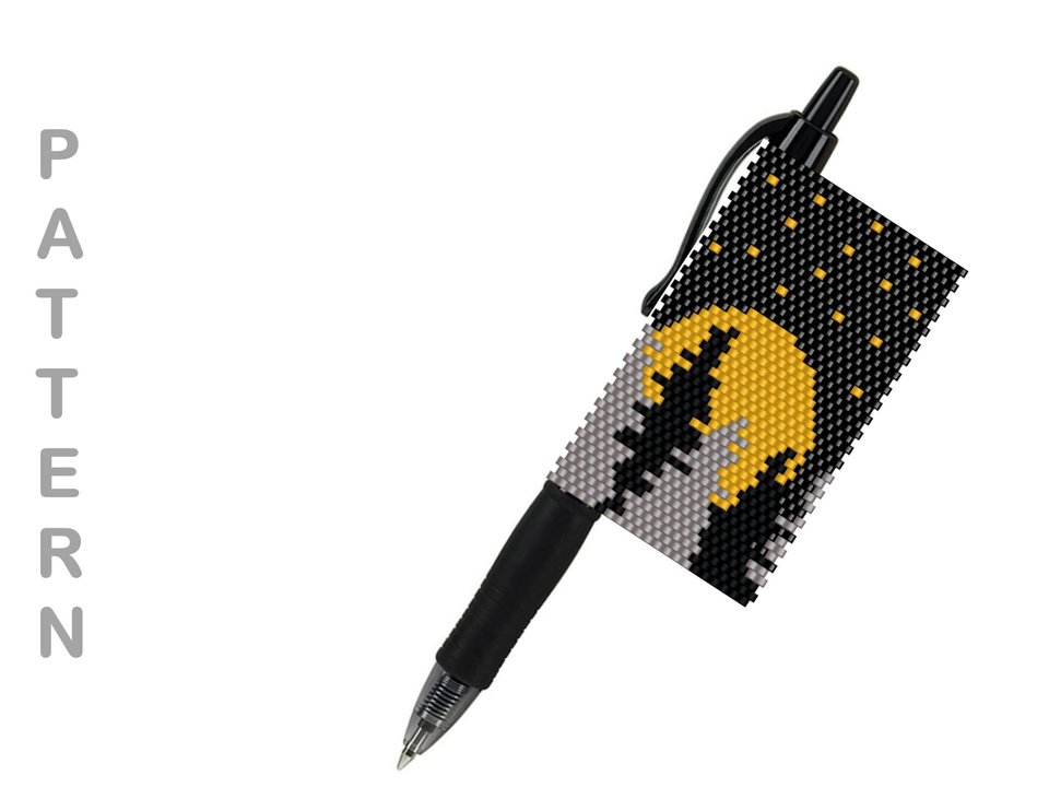 MOON RISE: Peyote Stitch Beaded Pen Wrap by Bead with Bugs