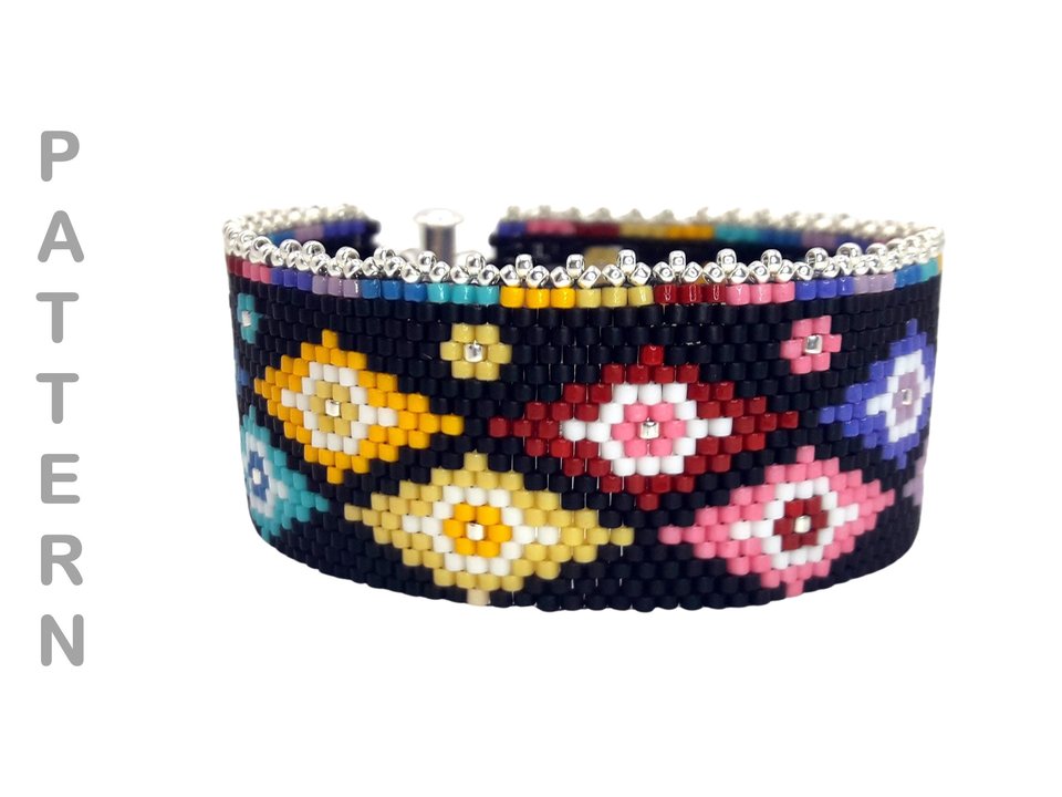 STARBURST:  A Peyote Stitch Beaded Bracelet Pattern by Bead with Bugs