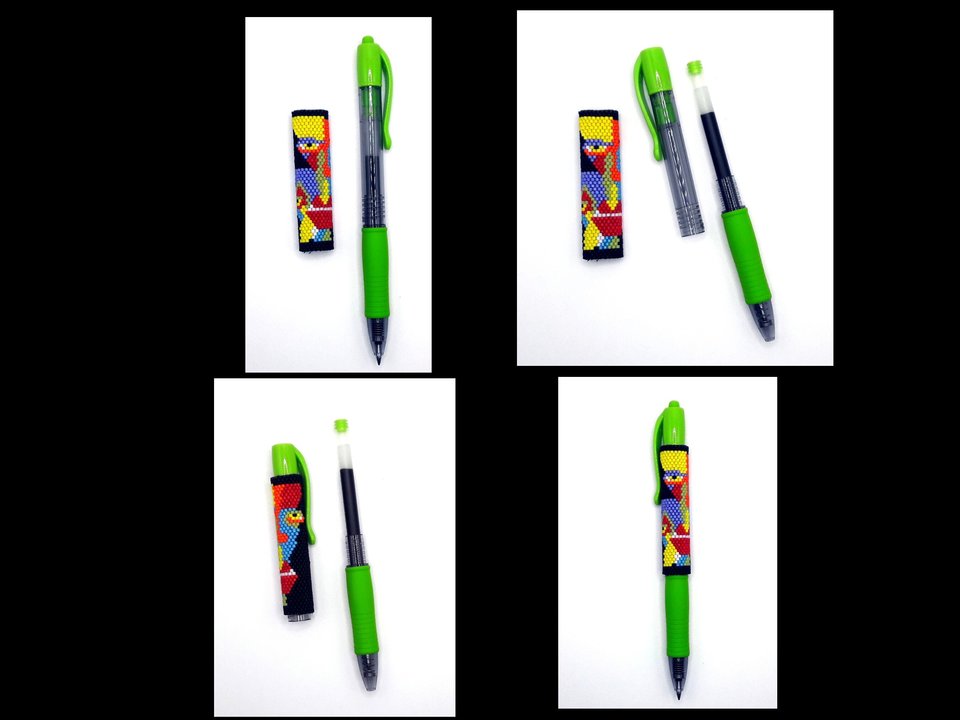 ABSTRACT ART: Peyote Stitch Beaded Pen Wrap by Bead with Bugs