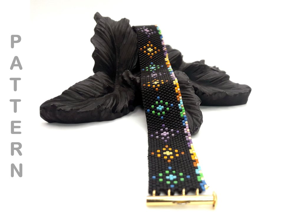 STARRY NIGHT: A Peyote Stitch Beaded Bracelet Pattern by Bead with Bugs